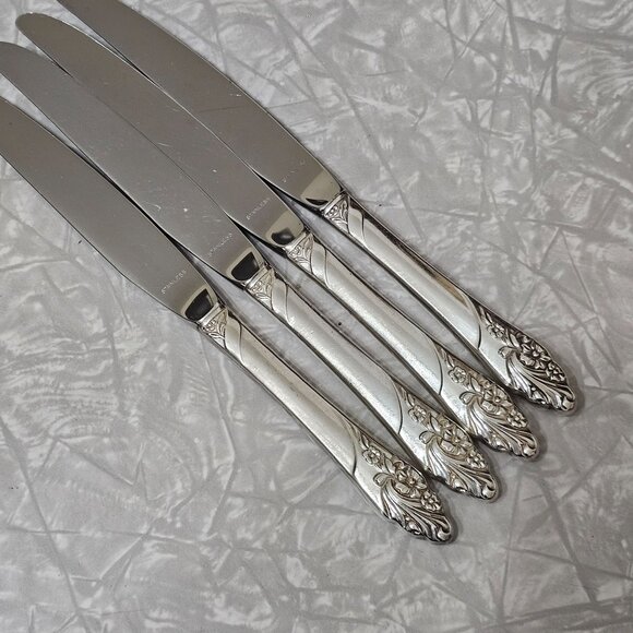 Oneida Silverplate Evening Star Dinner Knives 9" set-4 vintage 1950s - Picture 2 of 10